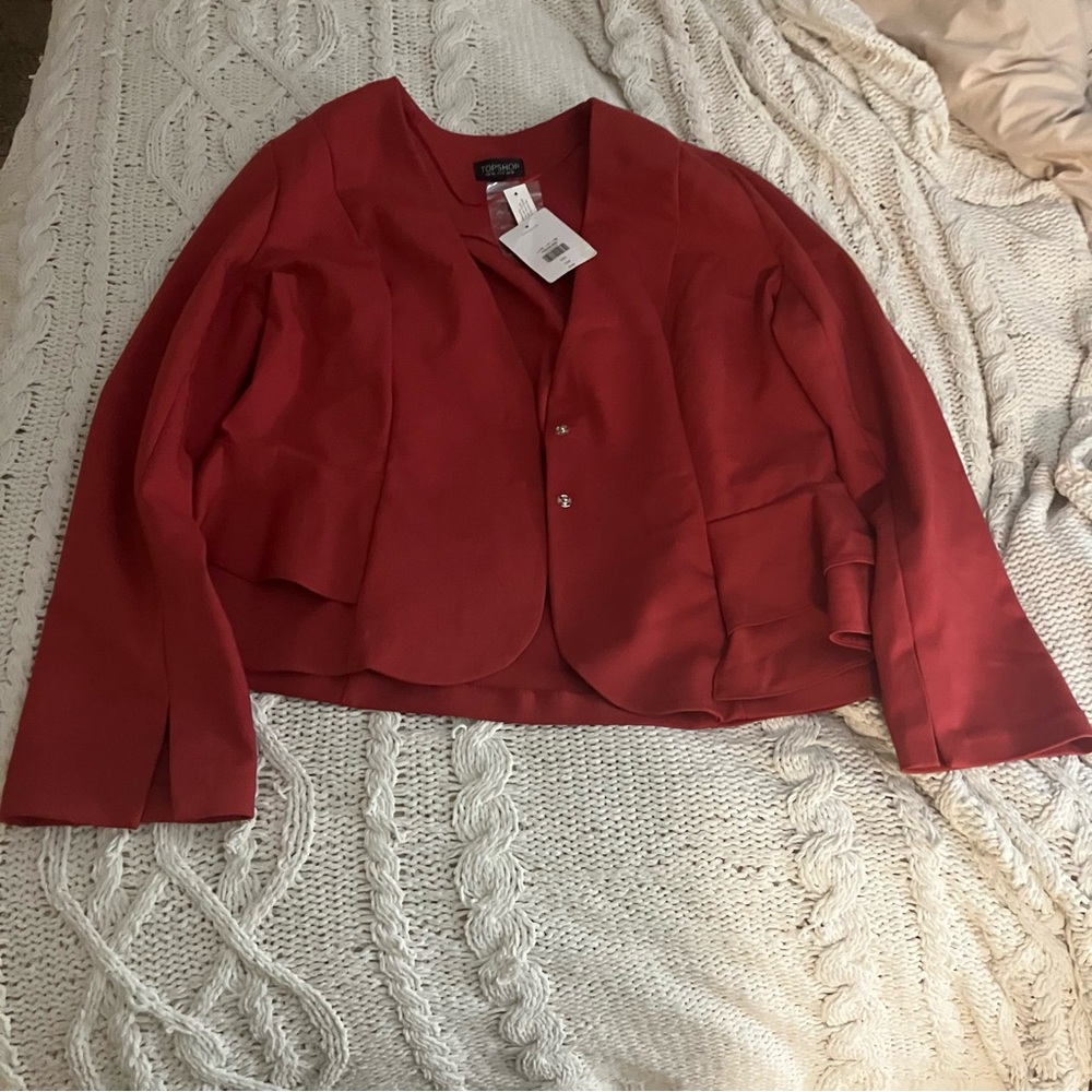 Topshop New with Tags women’s size 14 red ruffle blazer